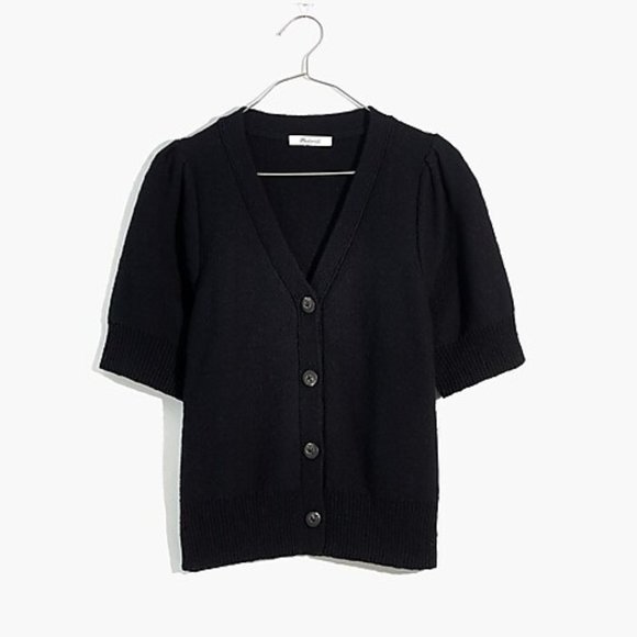 Madewell Sweaters - Madewell Black Short-Sleeve Knit Cardigan Sweater